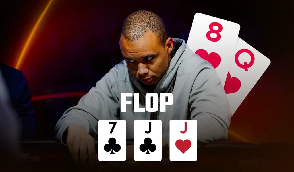 Phil Ivey holds queen-eight above the jack-jack-seven flop from his all-in bluff against Paul Jackson.